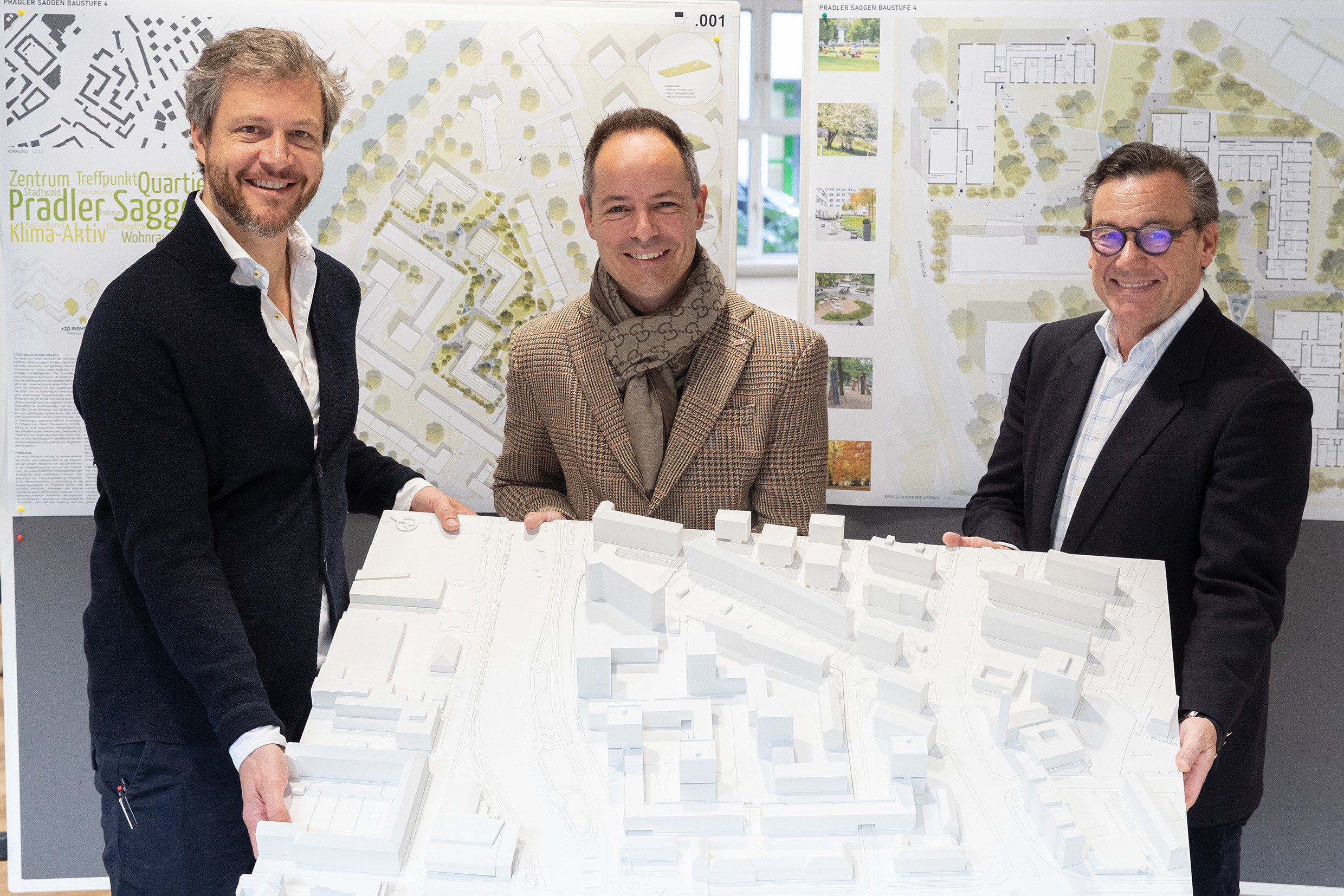 From left: Paul Ohnmacht, ATP Innsbruck, with Deputy Mayor Markus Lassenberger and NHT-Managing Director Markus Pollo, presenting the winning project. Photo: NHT/Forcher<br><span class='image_copyright'>NHT/Forcher</span><br>